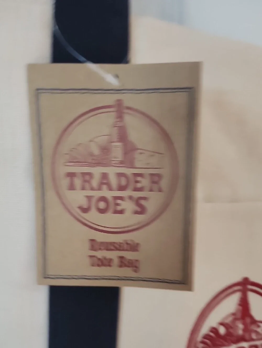 Trader Joe's Canvas Tote Bag in Natural and Navy